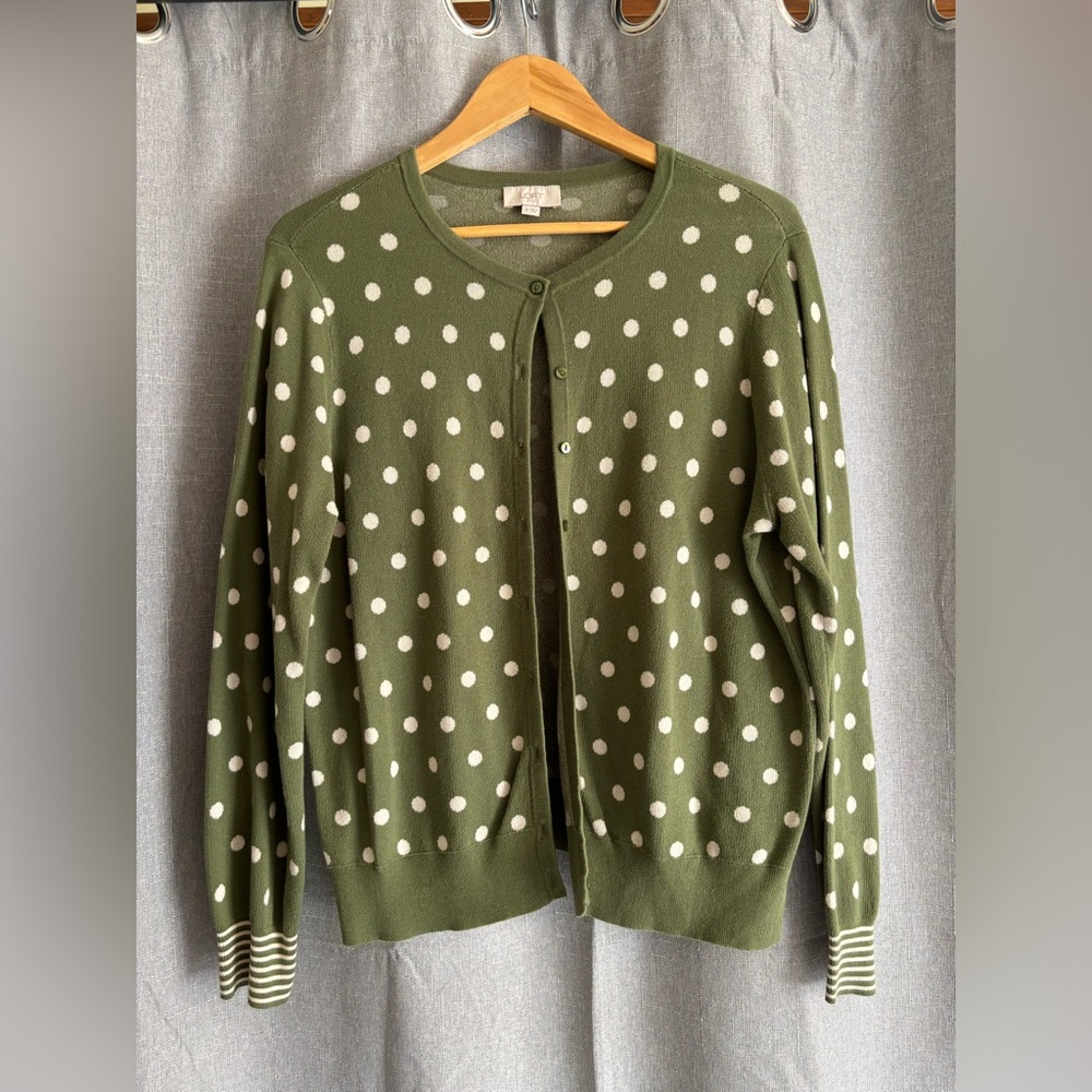 Loft Green and Cream Polka Dot Cardigan